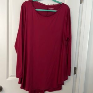 Cranberry top with lace neckline